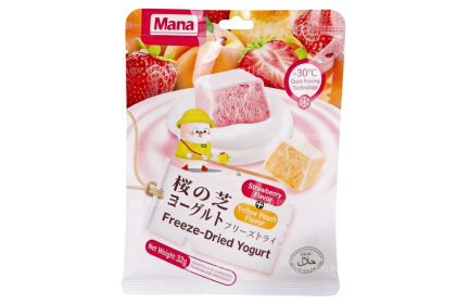 Mana Freeze Dried Yogurt Yellow Peach&Strawberry 冻干酸奶块黄桃草莓口味 32gm（VIP会员价：RM3.90）
