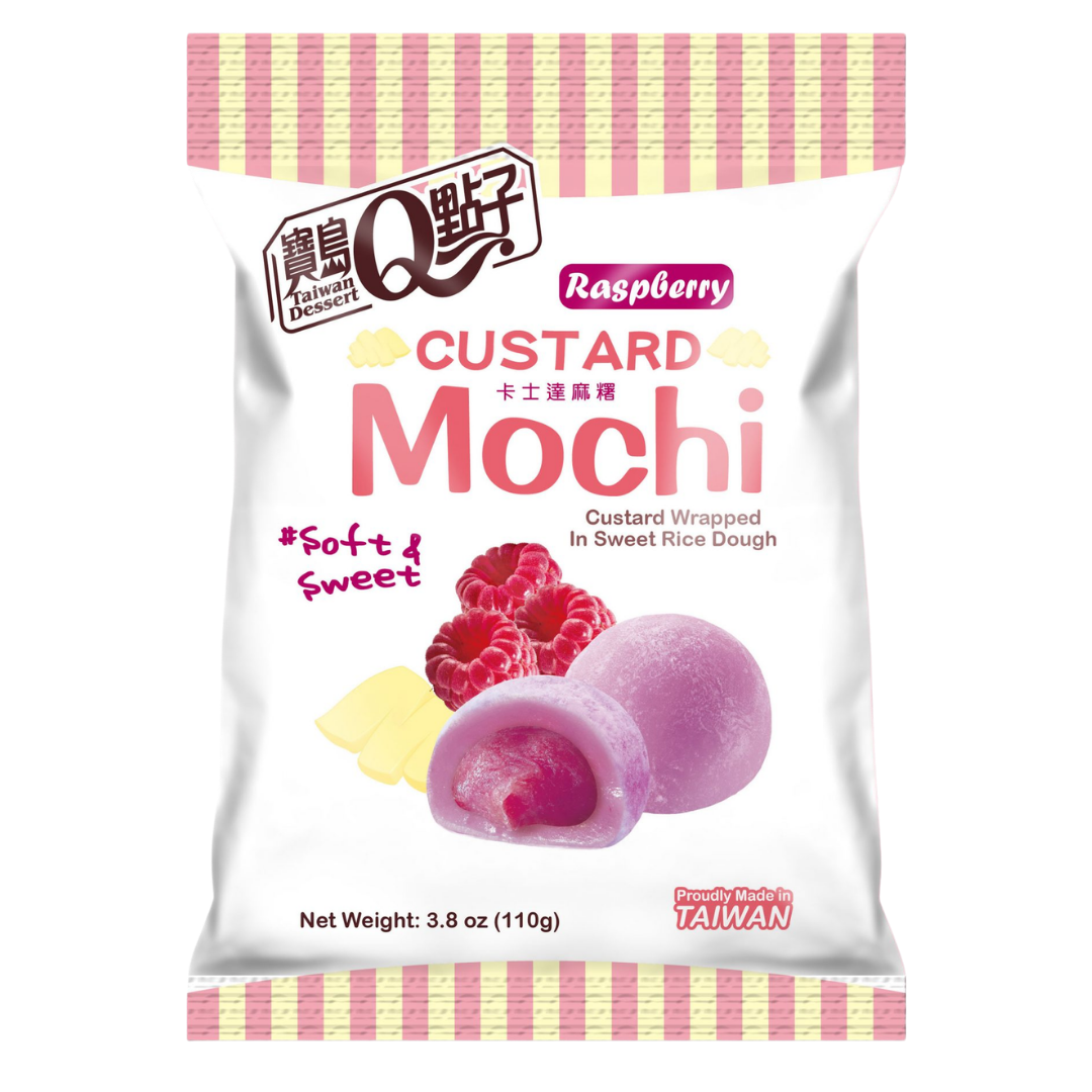 Taiwan Mochi Custard Raspberry 宝岛q点子卡士达麻糬覆盆莓 110gm（VIP会员价：RM6.50）